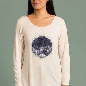 New Blue Sky Ivory Long Sleeve Organic Cotton Tee